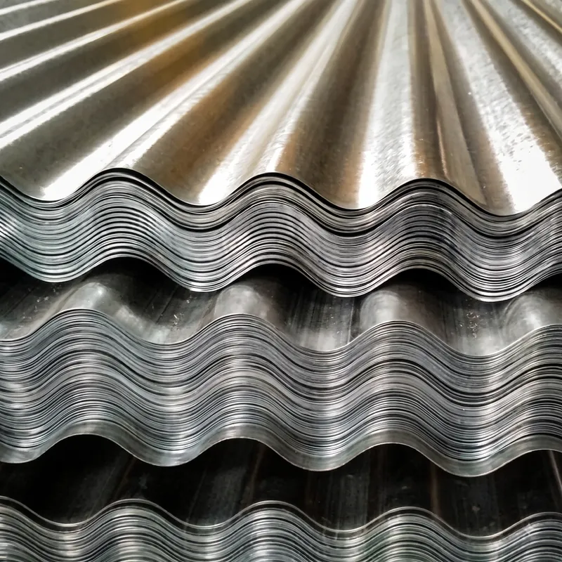 Chapas acanaladas galvanizadas apiladas